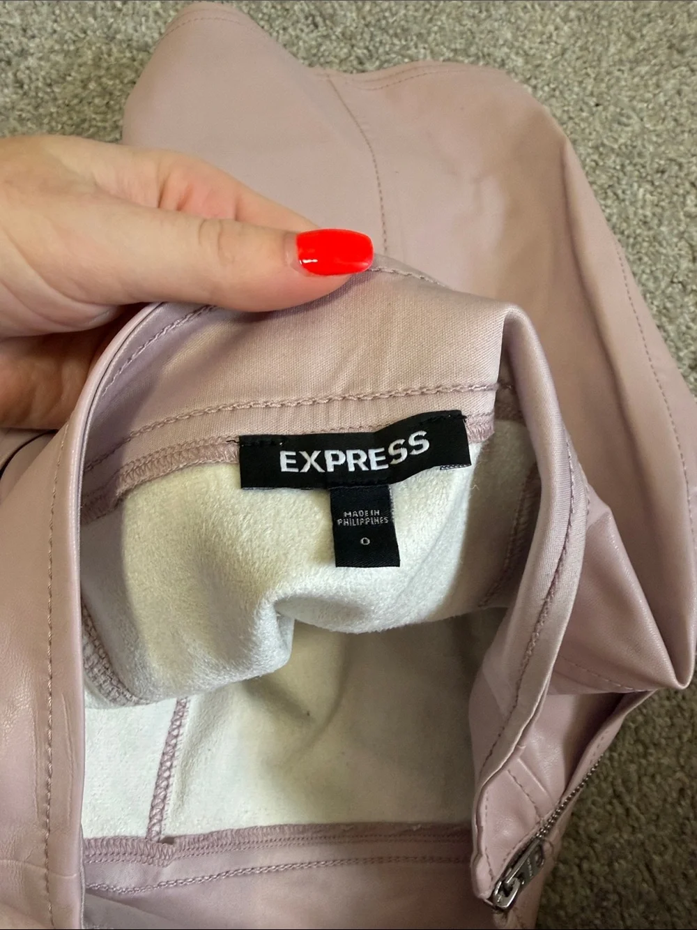 Women's Express Pink Faux Leather Zip Front Mini Skirt